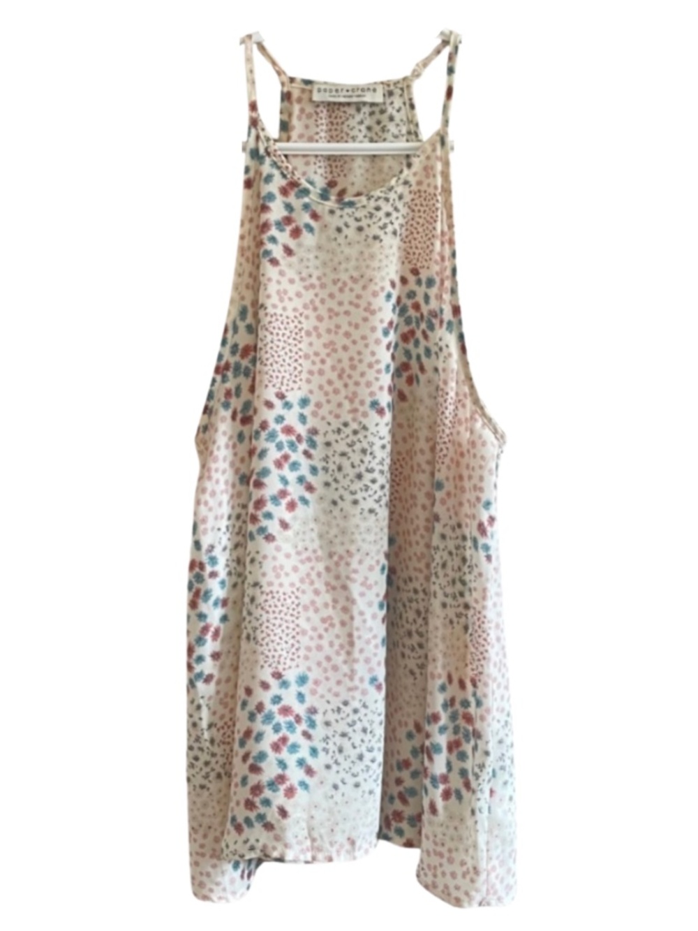 4/$20➡️ Paper Crane Cream Floral Patch Print Halter Flowy Tank – Size Medium EUC